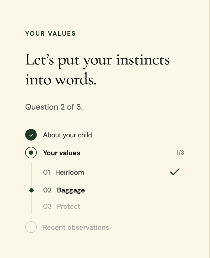 The Albus setup sidebar showing a completed step with a checkmark, the current step in progress, and locked upcoming steps